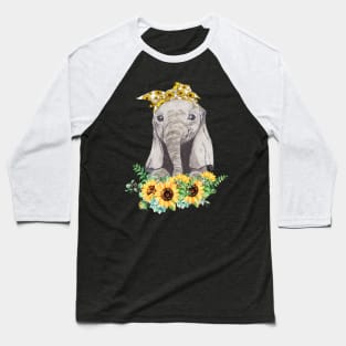 Sunflower Elephant t shirt for woman who loves elephant Baseball T-Shirt